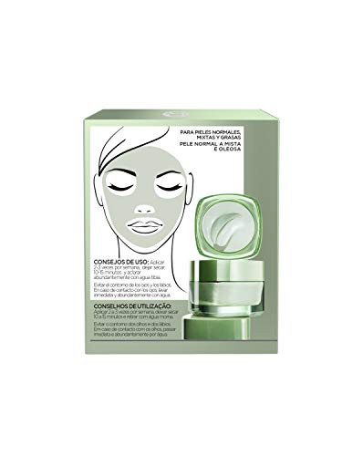 L'Oreal Paris Dermo Expertise - Arcillas puras mascarilla purificante y matificante, color verde - total 50 ml