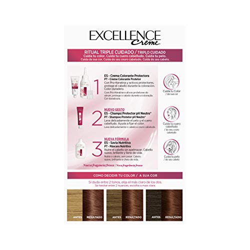 L'Oréal Paris Excellence Coloración Crème Triple Protección 4,54 Castaño Caoba Cobrizo