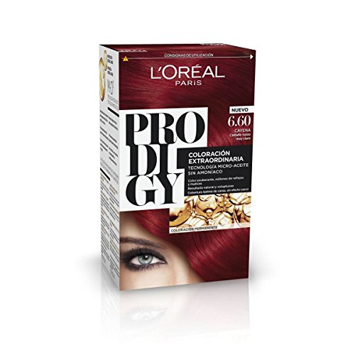 L'Oreal Paris Prodigy Coloración Permanente - Tinte, color 6.60-cayena , 4 piezas, 200 gr