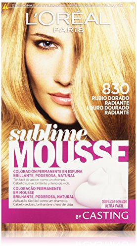 L'Oréal Paris Sublime Mousse Coloración Permanente, Tono: 830 Rubio dorado radiante