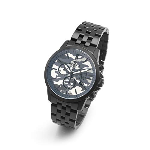 LOUIS XVI Aramis 971 - Reloj de pulsera para hombre, correa de acero, color negro, camuflaje, gris, cronógrafo, analógico, cuarzo, acero inoxidable