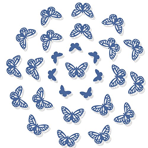 Luxbon 100pcs 3D Decorativas Pegatinas de Pared de la Mariposa 2 Tamaños DIY Mural Decalques Papel Arte Artesanía Inicio Decoración (Azul)