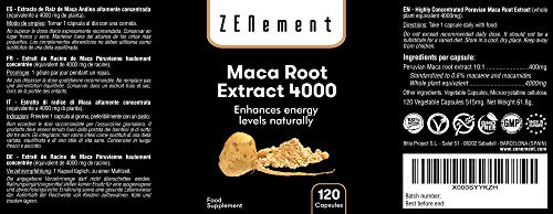 Maca Andina, altamente concentrada 4000mg, 120 cápsulas | Mejora los niveles de energía, resistencia, rendimiento atlético, memoria, libido, sistema inmunitario y equilibrio hormonal | 100% Natural