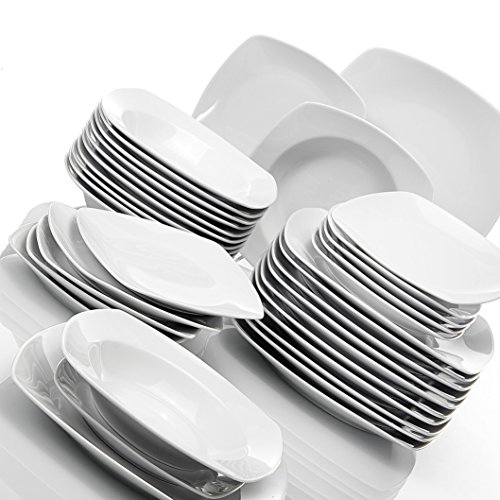 MALACASA, serie JULIA, 36 piezas Vajillas de Porcelana Juegos de Vajillas con 12 Platos de la Cena, 12 Platos de Postre, 12 de placas de Sopa para 12 Personas