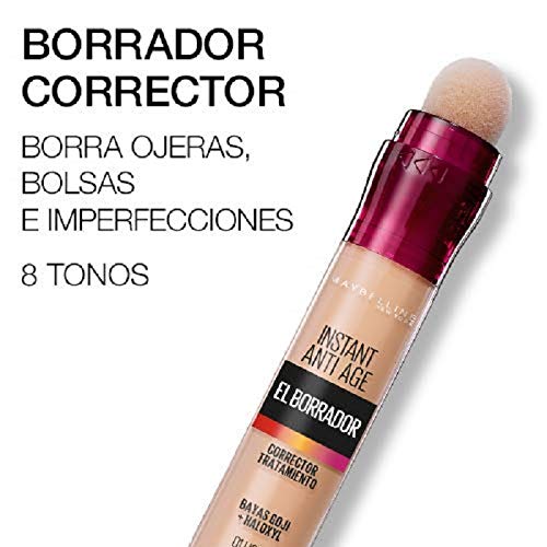 Maybelline New York - - Corrector de Ojeras, Bolsas e Imperfecciones Borrador Ojos, Tono 04 Honey pieles medias, 6.8 ml