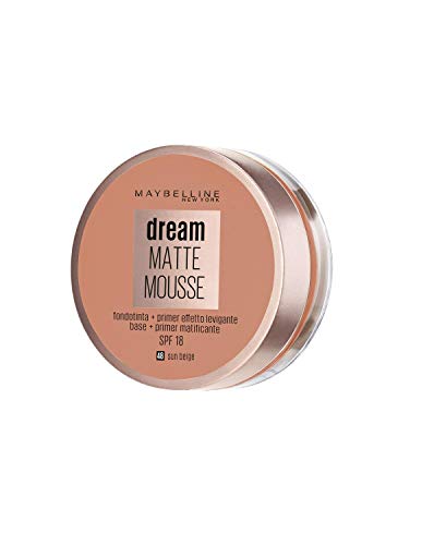 Maybelline New York -  Dream Mat Mousse, Base de Maquillaje en Mousse, Tono 48 Beige Soleado