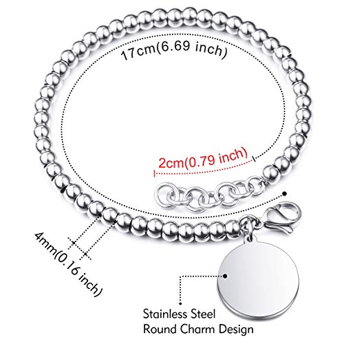 MeMeDIY Pulsera Personalizada Nombres Grabados Personalizados para Mujeres Niñas Acero Inoxidable Tobillo Ajustable Enlace Enlace Dama de Honor Regalos Mejores Amigas Pulseras (Plata Color)