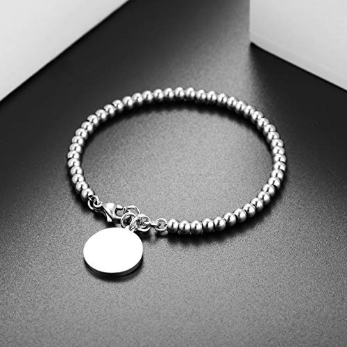 MeMeDIY Pulsera Personalizada Nombres Grabados Personalizados para Mujeres Niñas Acero Inoxidable Tobillo Ajustable Enlace Enlace Dama de Honor Regalos Mejores Amigas Pulseras (Plata Color)