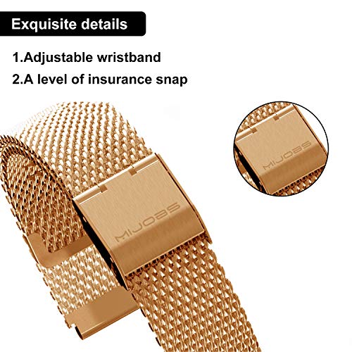 Mijobs Correas de Xiaomi Mi Band 3 Correa Bracelet, Milanese Loop Reloj Pulsera de Ajustable de Acero Inoxidable para Xiaomi Mi Band 3 (No Host) (Milanese Rosa Gold)