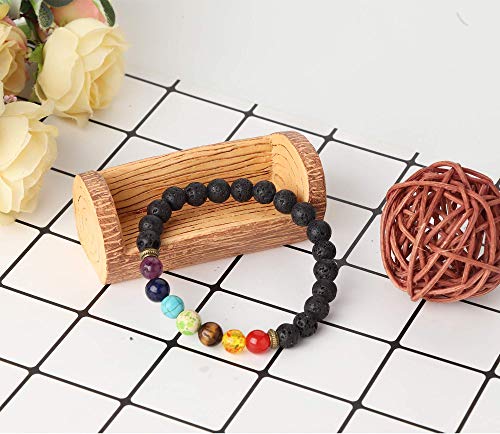 Milacolato 6-12PCS Pulsera de Piedra de Lava Chakras Bead Pulsera de Piedra Natural Pulsera Difusora de Aceite