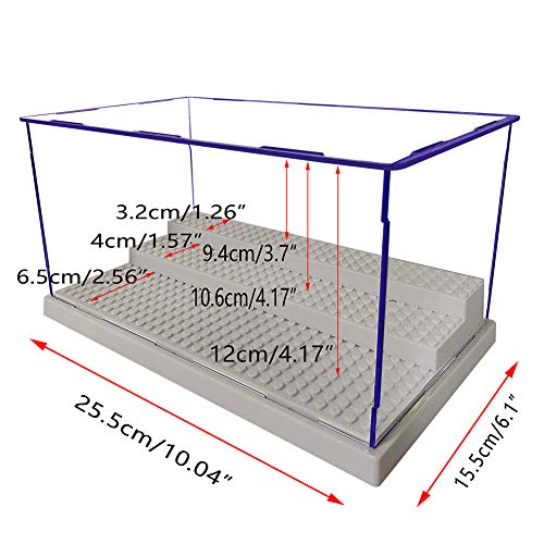 MIMIEYES Estuche de Muestra Caja de Presentación para Lego Minifigures Claro Escaparate A Prueba de Polvo 3 Pasos (Gris)