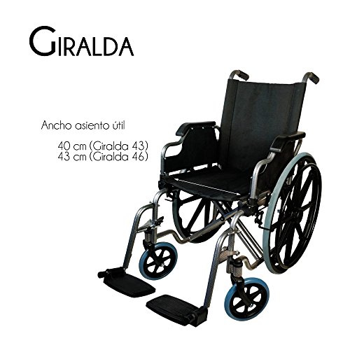 Mobiclinic, modelo Giralda, Silla de ruedas plegable, ortopédica, para minusválidos, reposapiés y reposabrazos extraíbles, color Azul y Negro, asiento 46 cm, ultraligera