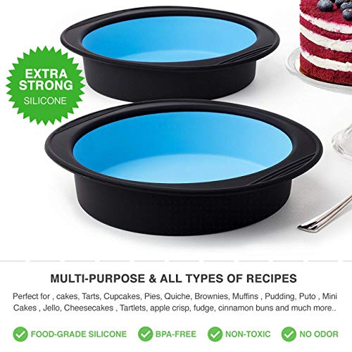 Moldes tartas bizcocho de silicona pastel reposteria horno quiche flan pasteles redondo Antiadherente 20 cm - Juego de 2 Moldes