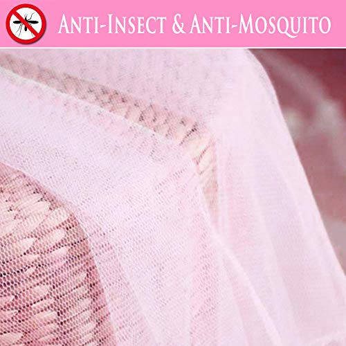 Mosquitera para Camas Individuales y Matrimoniales, Mosquitera de Cama Anti-insectos Mosquitero de Dosel de La Cama Portátil Mosquito Repelente de Insectos Mosquitero Cobertura Completa - Rosa