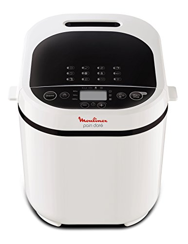 Moulinex OW2101Pain Doré - Panificadora 1Kg, pantalla LCD, 12 programas automáticos, bizcochos, masas, mermeladas y cremas avena, sin gluten, 3 opciones de tostado y peso, incluye libro de recetas