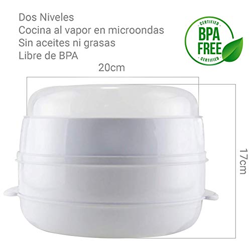 MovilCom® - Olla a vapor 2 niveles Microvap | cocinar al vapor | vaporera microondas