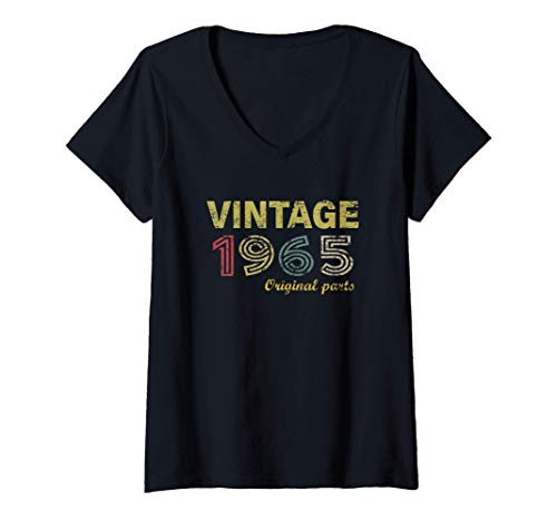 Mujer Vintage 1965 Divertido Regalo 55 cumpleaños Hombre Mujer Camiseta Cuello V