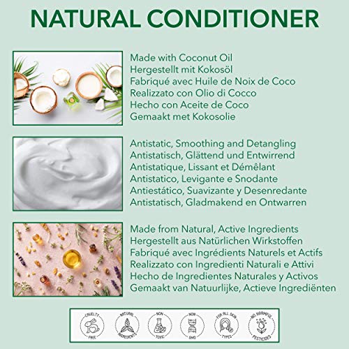 NATURAL - ACONDICIONADOR DE CABELLO - Con ACEITE DE RICINO, ARGAN Y EUCALIPTO - 250ml- por POO FREE - Sin Sulfatos, Sin Parabenos, Sin Silicona. Concentrado, Fàcil de Enjuagar.