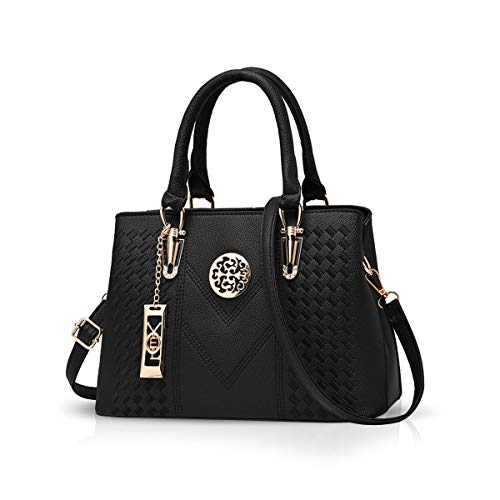 NICOLE & DORIS Bolsa de Mano para Mujeres Bolsos de Hombro Bolsos Bandolera Tote clásicos Negro