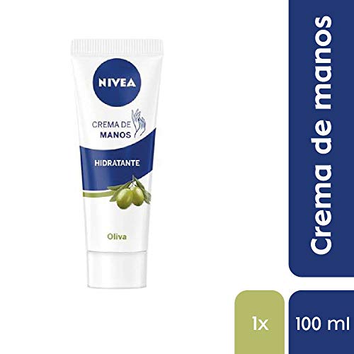 NIVEA Crema de Manos Hidratante Aceite de Oliva (1 x 100 ml), con ingredientes naturales para el cuidado de la piel seca, crema para conseguir una hidratación profunda
