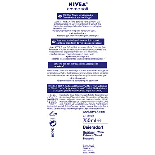 Nivea - Creme soft, crema de ducha, 750 ml