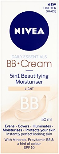 Nivea Diarios Esenciales BB Cream SPF 10 5 en 1 Beautifying Crema hidratante de Cara, 50 ml, luz, pack de 3