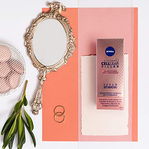 NIVEA Hyaluron Cellular Filler + Elasticidad y Antigravedad Serum Antimanchas (1 x 30 ml), sérum con ácido hialurónico para reducir las arrugas, sérum facial antiedad