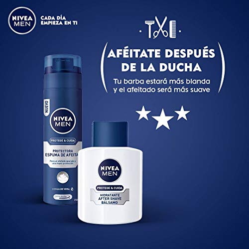 NIVEA MEN Protege & Cuida After Shave Bálsamo Hidratante en pack de 6 (6 x 100 ml), con aloe vera y provitamina B5, para el cuidado de la piel después del afeitado