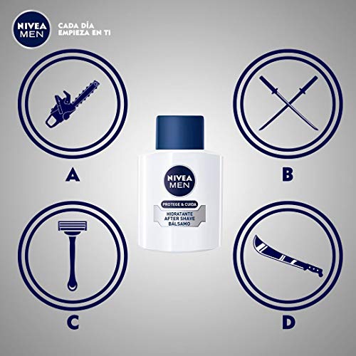 NIVEA MEN Protege & Cuida After Shave Bálsamo Hidratante en pack de 6 (6 x 100 ml), con aloe vera y provitamina B5, para el cuidado de la piel después del afeitado