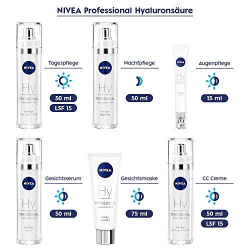 NIVEA PROFESSIONAL Ácido hialurónico, crema de ojos antiarrugas, crema antiedad para contorno de ojos con aplicador, crema reparadora para reducir líneas de expresión y patas de gallo, 1 x 15 ml