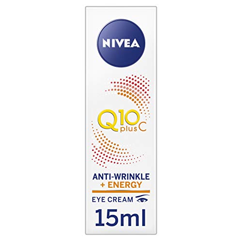 NIVEA Q10 Plus C Crema antiarrugas + Energy Eye Cream, crema para ojos antienvejecimiento con vitamina C y Q10 antioxidantes, uso diario, 15 ml