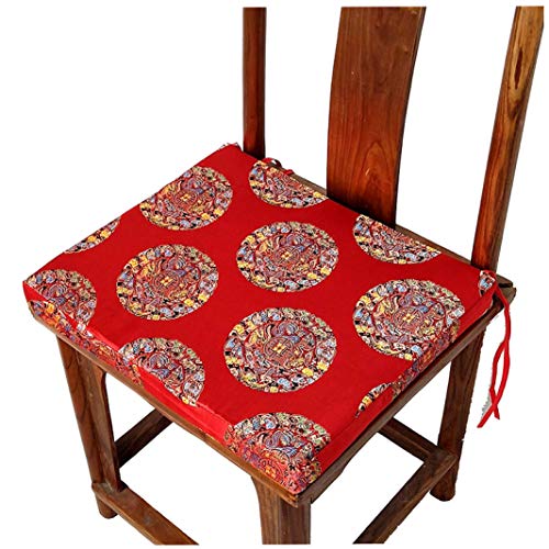 OLEEKA Cojín de Asiento Cojines de Seda Chinos Antiguos Silla de Comedor Estera de Gama Alta Cojín de sillón Decorativo clásico Cojín de Asiento