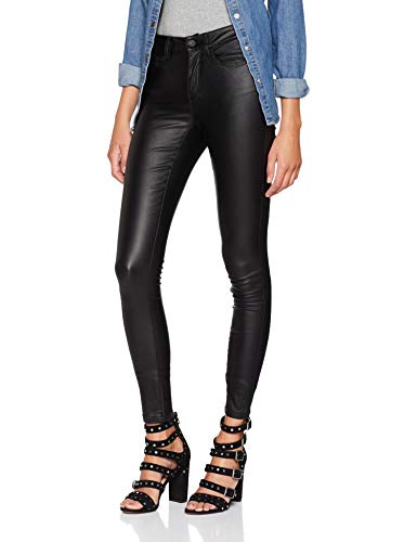 ONLY Onlanne K Mid Waist Coated Jeans Noos, Vaqueros skinny Mujer, Negro (Black Black), W29/L34 (Talla fabricante: M)