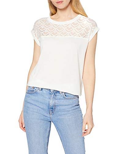 Only Onlnicole S/s Mix Top Noos Camiseta, Blanco (Cloud Dancer Cloud Dancer), Medium para Mujer