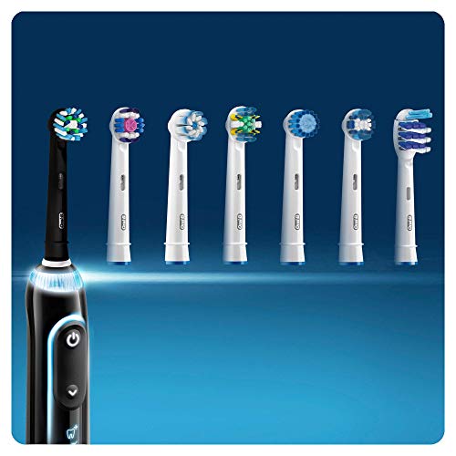 Oral-B CrossAction Black - Cabezales de Recambio, Pack de 8 Recambios para Cepillo Eléctrico Recargable, Cabezal Redondo con Diseño de Inspiración Profesional para Limpiar Diente por Diente, Negro