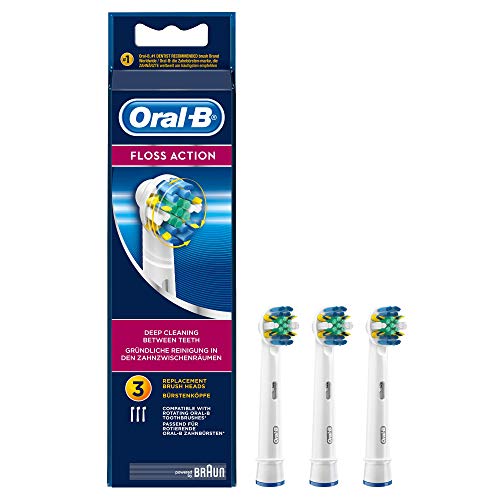 Oral-B FlossAction - Cabezal de Recambio, Set de 3 Recambios para Cepillo de Dientes Recargable, Limpieza Diente por Diente