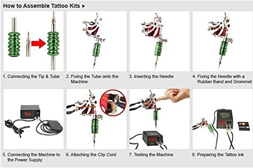 OUKANING Principiante Completa Kit de Tatuaje Pro 3 Ametralladoras de Máquina Para Tatuar 7 Tintas Pedal Tubos Grips Agujas Funte de Alimentacion Materiales Para Tatuar