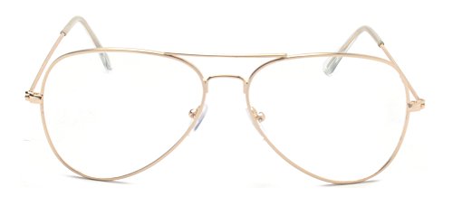 Outray Gafas clásicas de metal transparente con montura de lentes para mujeres/hombres Dorado dorado M