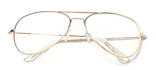 Outray Gafas clásicas de metal transparente con montura de lentes para mujeres/hombres Dorado dorado M