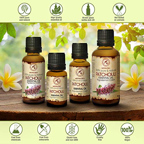 Pachuli Esencial Aceite 10ml - Pogostemon Cablin - Indonesia - 100% Puro & Natural - Belleza - Aromaterapia - Spa - Difusor - Lámpara de Aroma - Fragancia de Habitación - Masaje