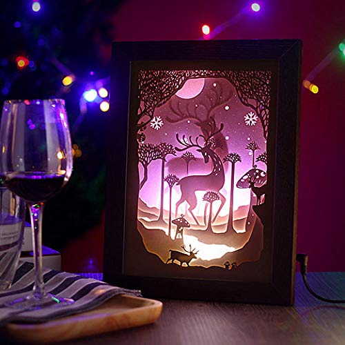 Paisaje Tridimensional Pintura Decorativa Luz Nocturna Luz 3D Sombra Lámpara De Talla De Papel Regalo De Cumpleaños Del Día De San Valentín Para Hombres Y Mujeres Amigos Accesorios Para El Hogar@V