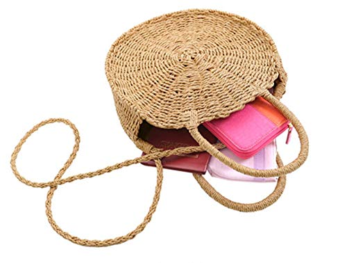 Paja Bolsa Crossbody Mujeres Tejer Bolsa de hombro Ronda Verano Playa Bolso Y Bolsos de mano