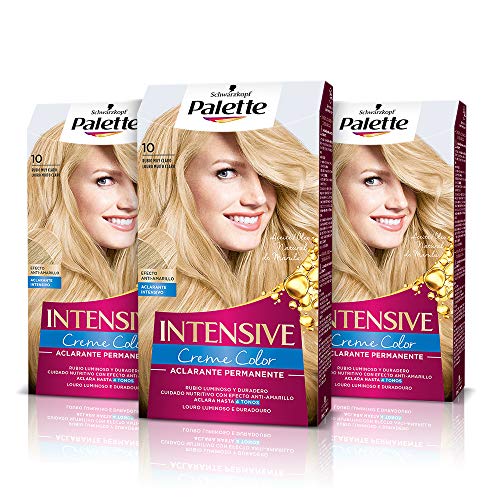 Palette Intense Cream Coloration Intensive Coloración del Cabello, 10 Rubio Muy Claro - Pack de 3