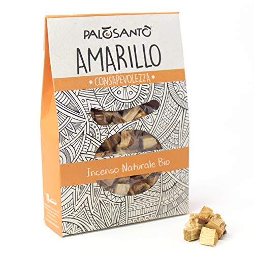 Palo Santo en Granos - Variedad Amarillo - 80 Gr - Incienso Natural chamánico Original para Quemar - Rituales, purificación, Aroma de Buen Humor, energía Positiva