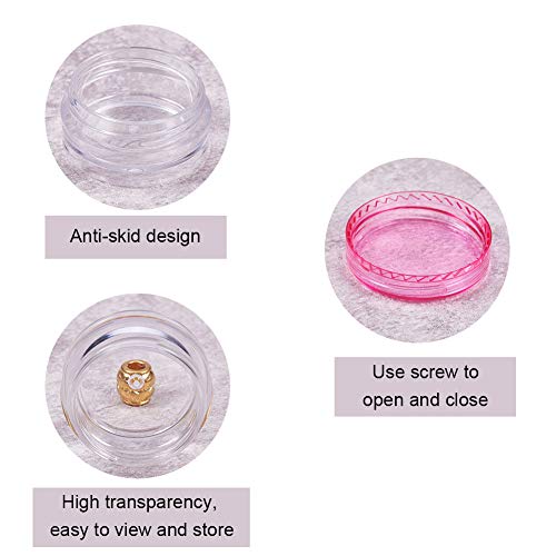 PandaHall Elite 120 Unidades 3 g Redondo vacío Transparente contenedor Tarro con Tapa de Rosca Rosa para Maquillaje cosméticos Muestra Bead Small Jewelry Nails Art Cream