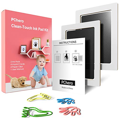 PChero Kit de Huellas Bebé No Tóxicas Almohadillas de Tinta, Perfecto para Regalo de Bebé de Recuerdo Familiar [2 Piezas, Grande]