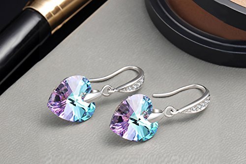 Pendientes de Corazón Swarovski Pendientes Joyería de Moda Para Mujer Chica Morado