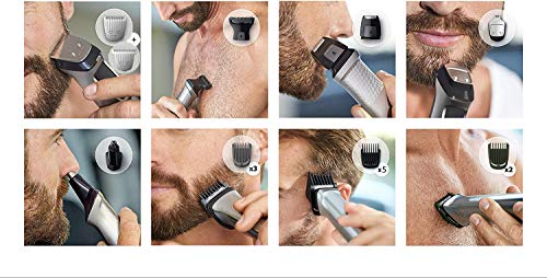 Philips Barbero MG7770/15  Recortador de barba y pelo, óptima precisión, 18 en 1 tecnología Dualcut, autonomía de 120 minutos, batería, Negro/Plata