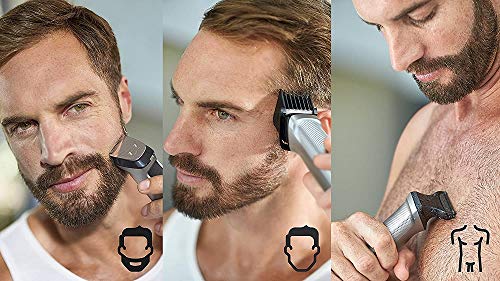 Philips Barbero MG7770/15  Recortador de barba y pelo, óptima precisión, 18 en 1 tecnología Dualcut, autonomía de 120 minutos, batería, Negro/Plata