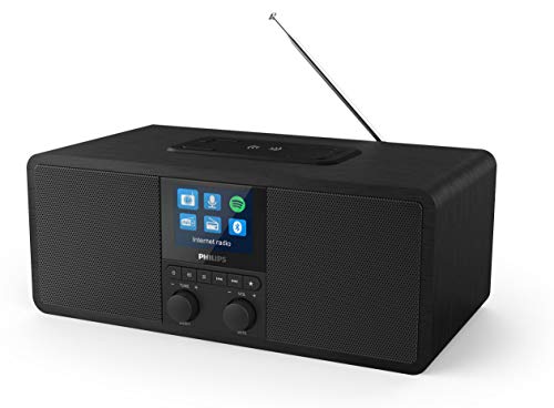 Philips Radio por Internet R8805/10 Dab+ Radio con Spotify Connect (Bluetooth, Temporizador, Alarma Dual, Panel de Carga Qi para Móviles, USB) Color Negro - Modelo de 2020/2021